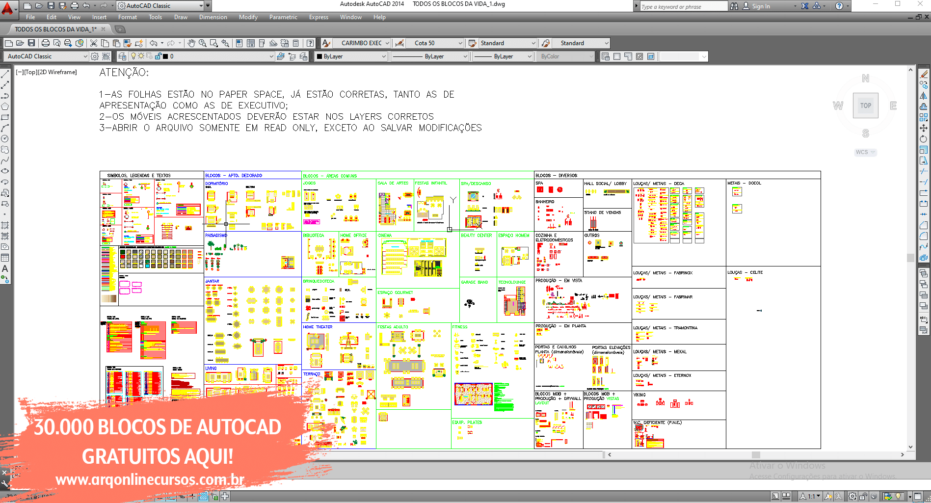 Biblioteca de desenhos arquitetônicos em DWG disponíveis para